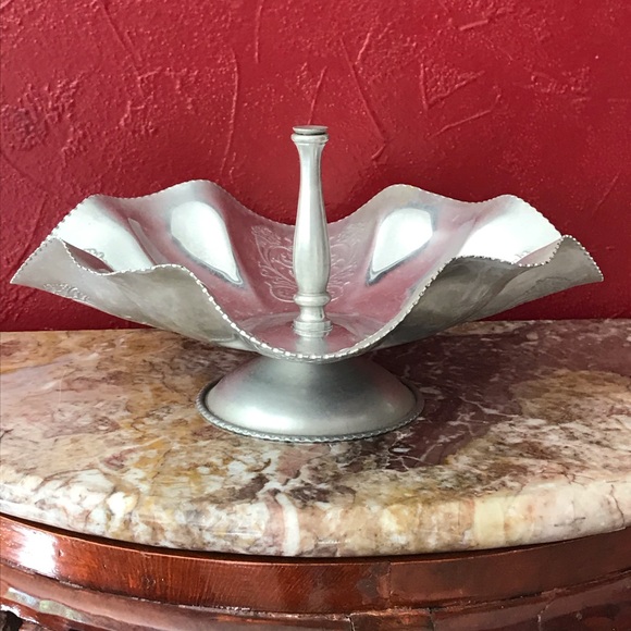 Vtg 1950s Thames Japan Ruffled Aluminum Stand - Picture 10 of 10